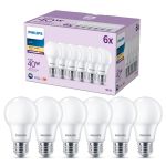 Mehrfachpackung 6x Philips Glühbirne LED E27 Birne Matt 5W 470lm - 827 