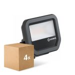 Lot 4x Ledvance Projecteur LED Aluminium Noir 8W 1100lm 100D - 830  | IP66 - Symétrique