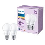 Lot 2x Philips Ampoule LED E27 Poire Dépolie 5W 470lm - 827 