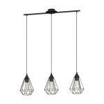 Eglo Suspension Luminaire Tarbes Échantillon Noir | IP20 - Convient pour 3x E27 