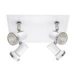 Eglo Plafonnier Tamara 1 Échantillon Blanc Cromo 4x2.8W 4x250lm - 830 Blanc Chaud | IP44 - Incl. 4x GU10