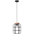 Brilliant Gwen Suspension Luminaire Métal Bois Noir | 250mm - Convient pour 1x E27
